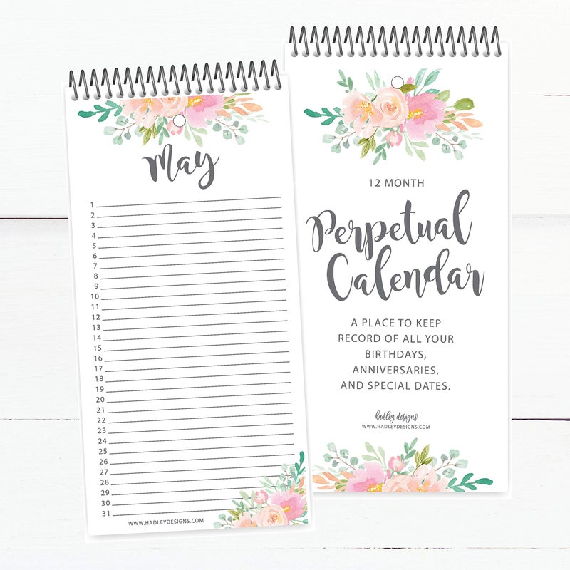 Hadley Designs Floral Perpetual Birthday, Anniversary, Special Event Reminder Calendar Book Journal for Important Family Date Day Wall Hanging, Mom Dutch Happy Bday Gift Card Planner Organizer - Image 4